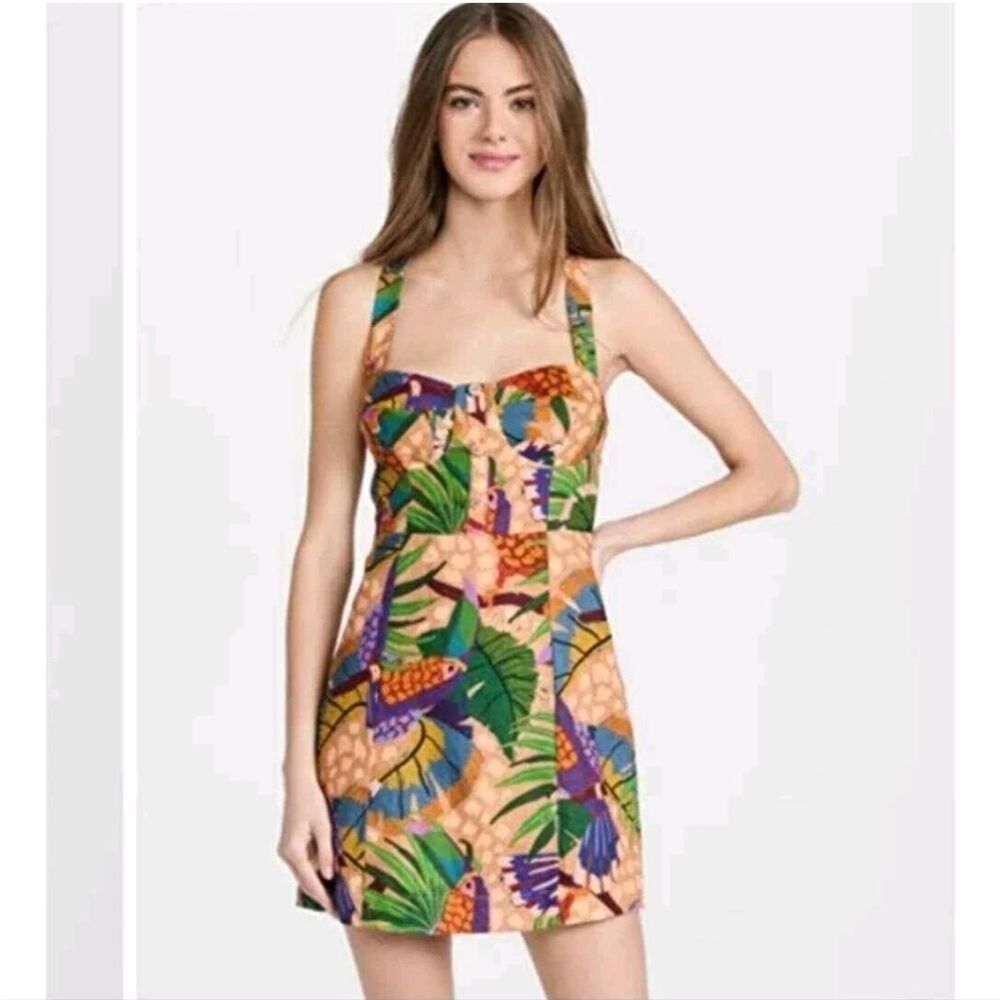 Farm Rio Sand Painted Toucans Mini Dress Size XS